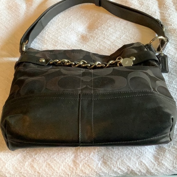 Coach Signature Leather Sateen Black F1173-F18862 Shoulder Handbag - Picture 3 of 11